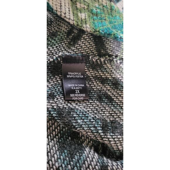 Mirror Image Womens 2X Black Green Button Neck Pockets Long Sleeve Sweater NWT - Picture 8 of 10